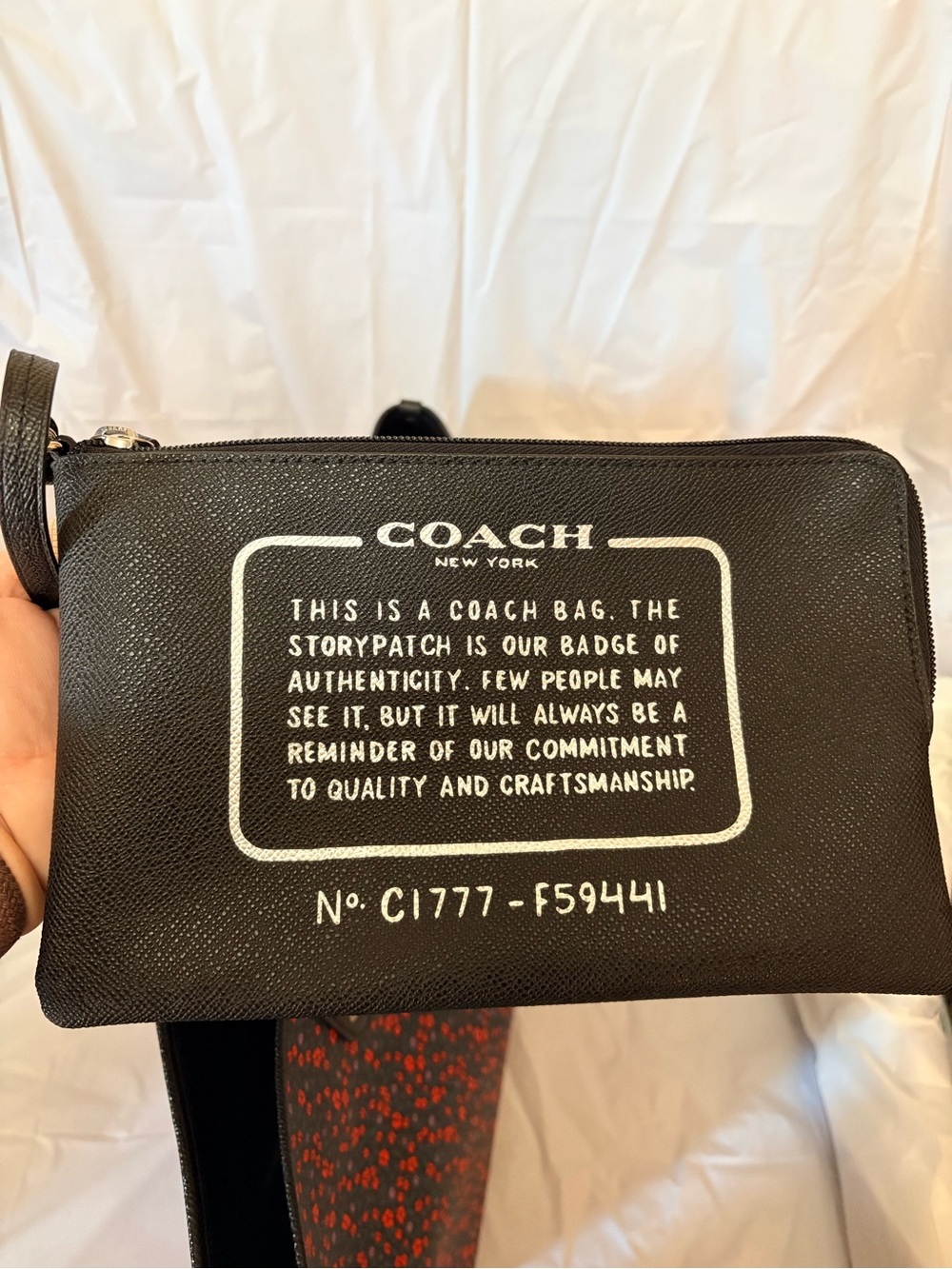 COACH Reversible Black and Red Floral Tote Bag with Black Pouch - Picture 4 of 10